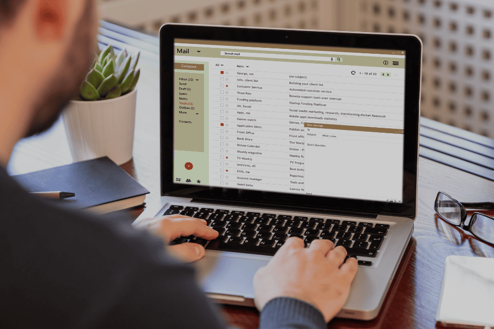 Person reading email